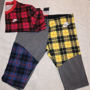 Nike Women's Futura plaid red/blue/yellow leggings